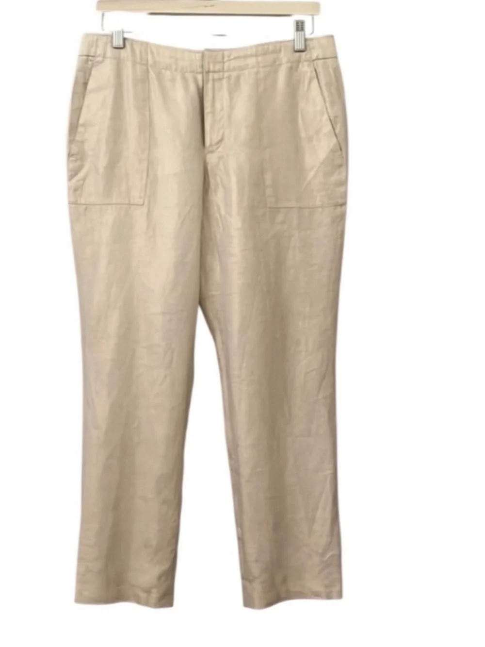J. Crew Bristol Trouser in Herringbone Linen Cream size 12
